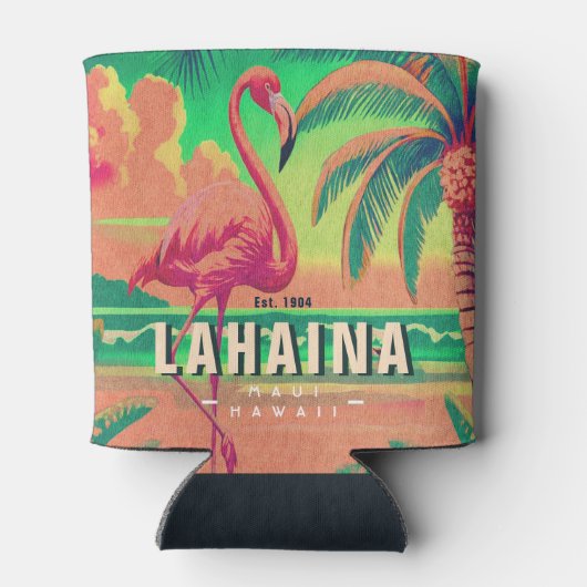 Lahaina Maui Hawaii Retro Flamingo Souvenir jaren Blikjeskoeler (Achterkant)