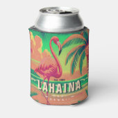 Lahaina Maui Hawaii Retro Flamingo Souvenir jaren  Blikjeskoeler (Blikje Achterkant)