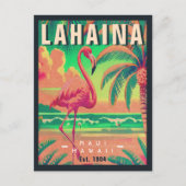 Lahaina Maui Hawaii Retro Flamingo Souvenir jaren  Briefkaart (Voorkant)