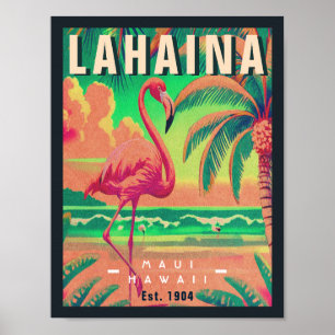 Lahaina Maui Hawaii Retro Flamingo Souvenir jaren  Poster