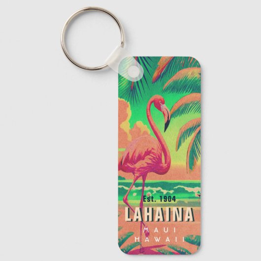 Lahaina Maui Hawaii Retro Flamingo Souvenir jaren  Sleutelhanger (Voorkant)