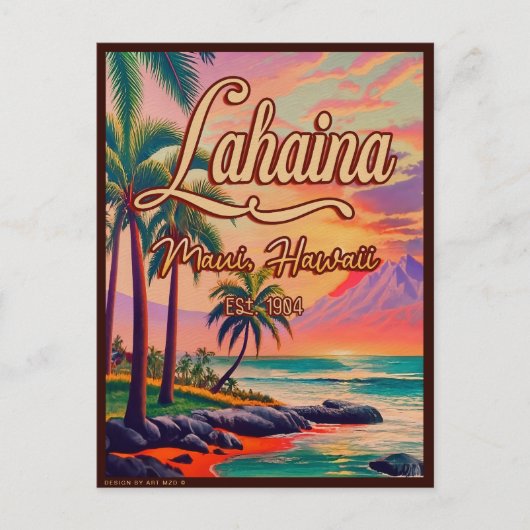 Lahaina Maui Hawaii Retro Sunset Souvenir jaren 50 Briefkaart (Voorkant)