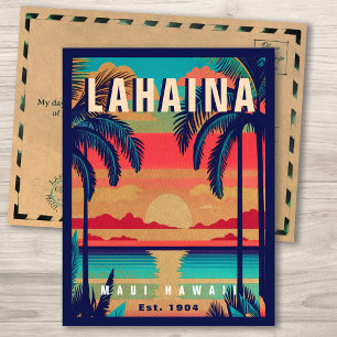 Lahaina Maui Hawaii Retro Sunset Souvenir jaren 50 Briefkaart