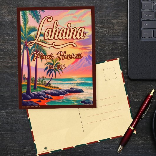 Lahaina Maui Hawaii Retro Sunset Souvenir jaren 50 Briefkaart