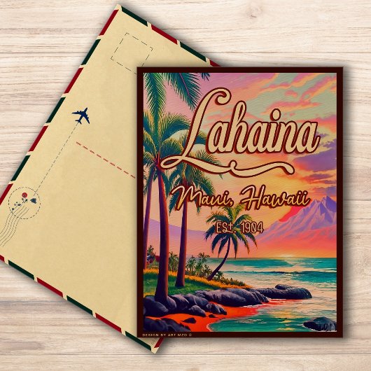 Lahaina Maui Hawaii Retro Sunset Souvenir jaren 50 Briefkaart