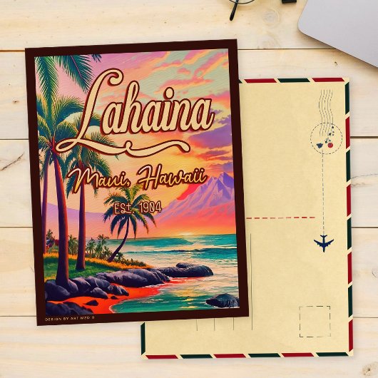 Lahaina Maui Hawaii Retro Sunset Souvenir jaren 50 Briefkaart