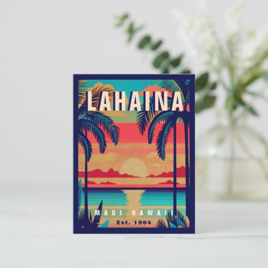 Lahaina Maui Hawaii Retro Sunset Souvenir jaren 50 Briefkaart (Staand voorkant)