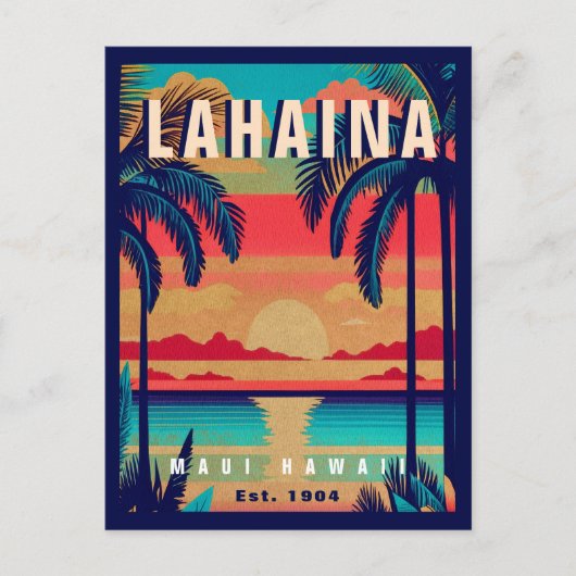 Lahaina Maui Hawaii Retro Sunset Souvenir jaren 50 Briefkaart (Voorkant)