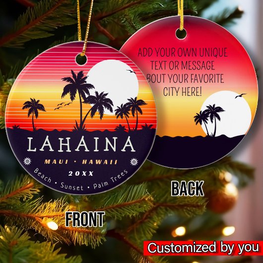 Lahaina Maui Hawaii Retro Sunset Souvenirs 60s Keramisch Ornament