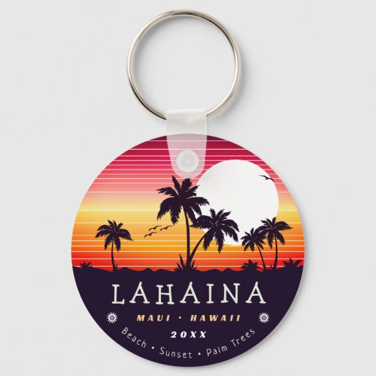 Lahaina Maui Hawaii Retro Sunset Souvenirs 60s Sleutelhanger (Voorkant)