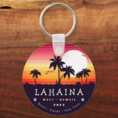 Lahaina Maui Hawaii Retro Sunset Souvenirs 60s Sleutelhanger (Voorkant)