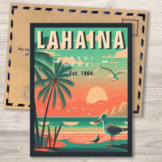 Lahaina Maui Hawaii Retro Zeemeeuw Souvenir jaren  Briefkaart