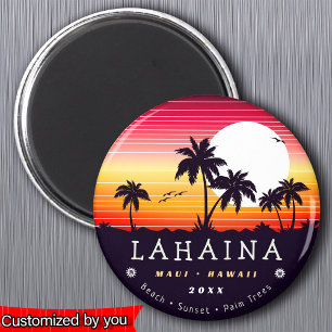 Lahaina Maui Hawaii Retro Zonsondergang Palmbomen  Magneet