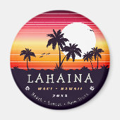 Lahaina Maui Hawaii Retro Zonsondergang Palmbomen  Magneet (Voorkant)