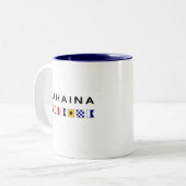 Lahaina Maui Nautical Maritime Signal Flags Tweekleurige Koffiemok (Voorkant links)