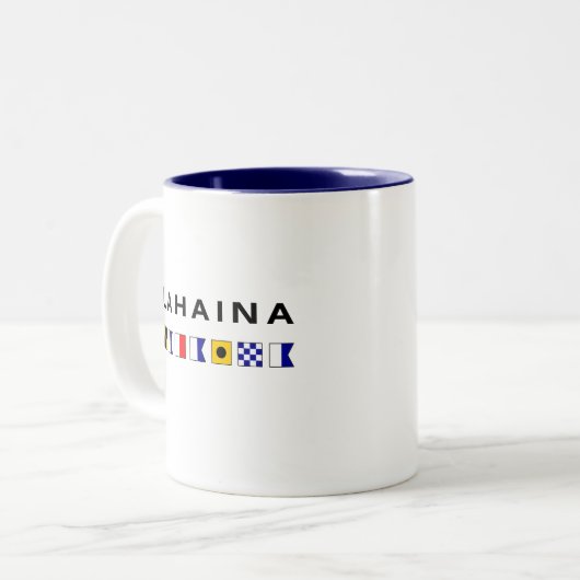 Lahaina Maui Nautical Maritime Signal Flags Tweekleurige Koffiemok (Voorkant links)