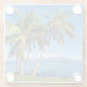 Lahaina Maui Palmbomen boven Molokini Hawaii Glazen Onderzetter (Achterkant)