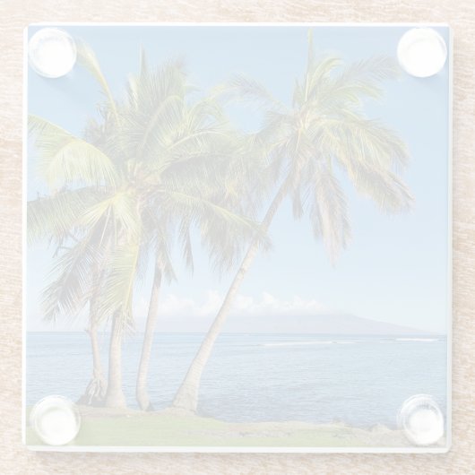 Lahaina Maui Palmbomen boven Molokini Hawaii Glazen Onderzetter (Achterkant)