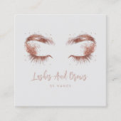 Lahes and brows Rose gold glitter  Vierkante Visitekaartje (Voorkant)