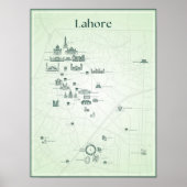 Lahore City Pakistan Art Poster (groen, mat) (Voorkant)