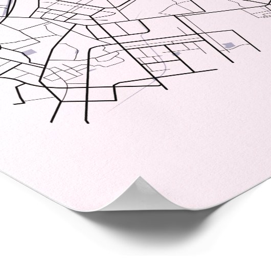 Lahore Kaart Poster (Roze, Matte) (Hoek)