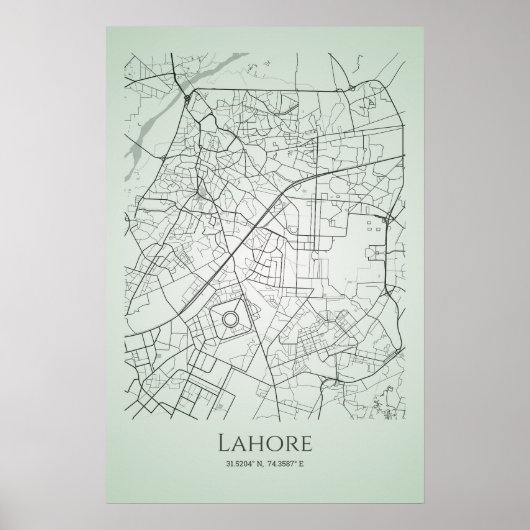 Lahore Map Poster | Stadswegenkaart van Lahore (Voorkant)