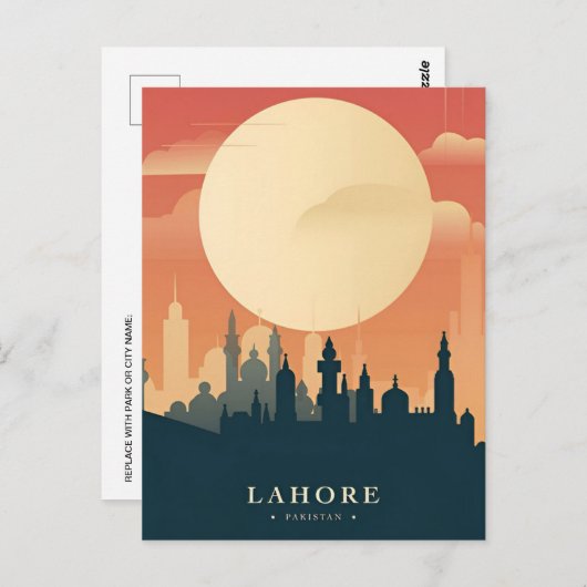  Lahore Pakistan Badshahi Travel waterverf Briefkaart (Voorkant / Achterkant)
