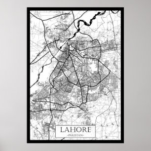 Lahore Pakistan Kaart Poster
