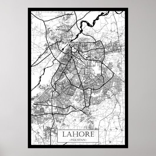 Lahore Pakistan Kaart Poster (Voorkant)