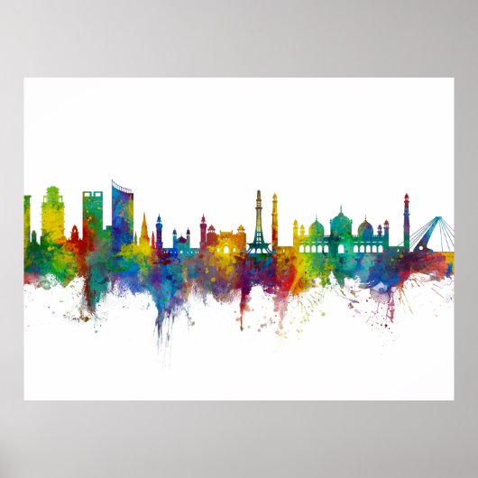 Lahore Pakistan Skyline Poster (Voorkant)