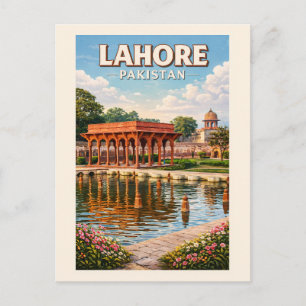 Lahore Pakistan Tuinen Illustratie Reis Kunst Briefkaart