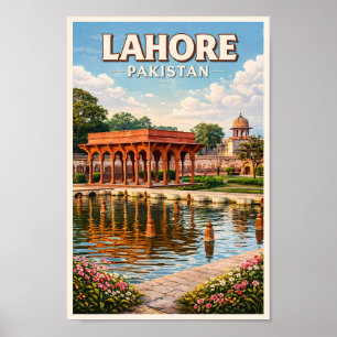 Lahore Pakistan Tuinen Illustratie Reis Kunst Poster