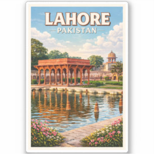 Lahore Pakistan Tuinen Illustratie Reis Kunst Sticker
