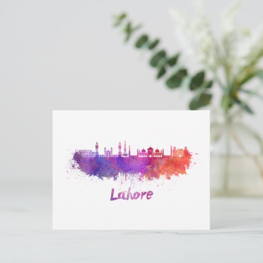 Lahore skyline in waterverf briefkaart (Staand voorkant)