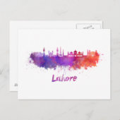 Lahore skyline in waterverf briefkaart (Voorkant / Achterkant)
