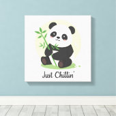 Laid-Back Animal with Bamboo Leaves Canvas Afdruk (Insitu (Houten vloer))