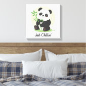 Laid-Back Animal with Bamboo Leaves Canvas Afdruk (Insitu (Slaapkamer))