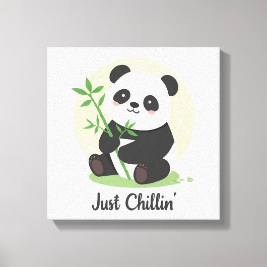 Laid-Back Animal with Bamboo Leaves Canvas Afdruk (Voorkant)