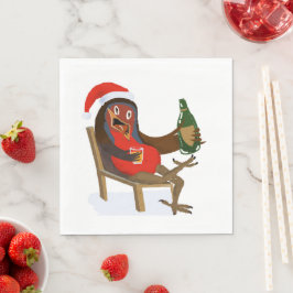 Laid Back Christmas Robin on paper napkin Servet