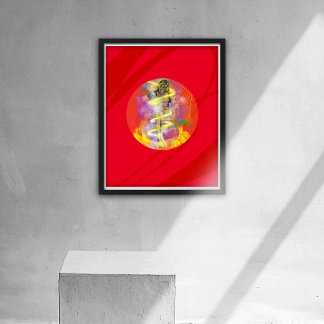 Laid Back Lady (Rood BG) Canvas Afdruk