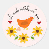 Laid with Love Hen, Egg Carton Round Stickers (Voorkant)