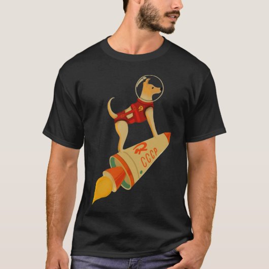 Laika De CCCP Sovjet-Russische superruimte Raket D T-shirt (Voorkant)