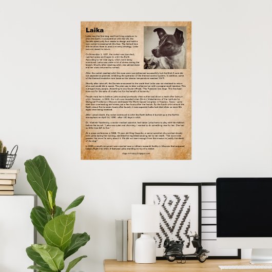 Laika, de eerste hond in de ruimte poster (Thuiskantoor)