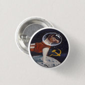 Laika - de eerste hond in de ruimte ronde button 3,2 cm (Voorkant /achterkant)