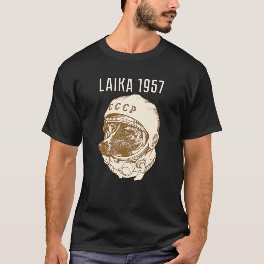 Laika Dog Sputnik Space Travel USSR T-shirt (Voorkant)
