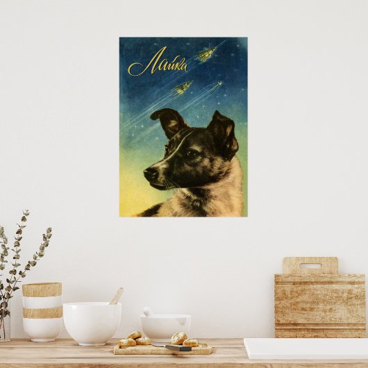 Laika, eerste ruimtehond — poster Sovjet-ruimte (Keuken)