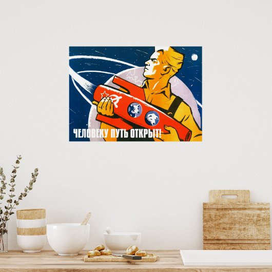 Laika — Sovjet- poster van de ruimte (Keuken)