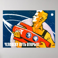 Laika — Sovjet- poster van de ruimte
