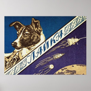 Laika — Sovjet- poster van de ruimte