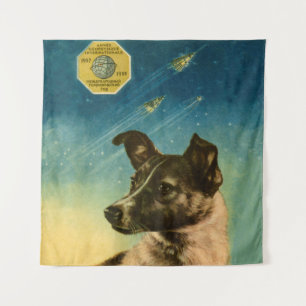 Laika — Sovjet- poster van de ruimte Wandkleed